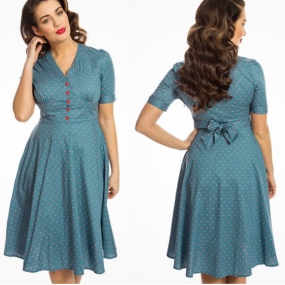 Modcloth Dresses & Skirts - Lindy Bop Ionia Day Dress Sea Blue Size SMALL NWT